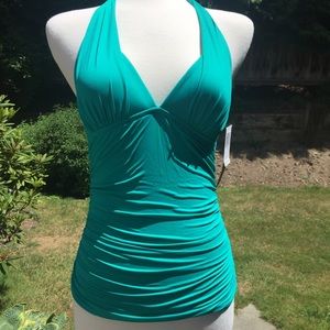 La Blanca teal green tankini top only, size 8